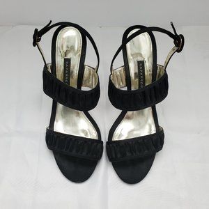 Caparros Open Toe Sling Back Strap Satin High Heel Sandals Black Colour